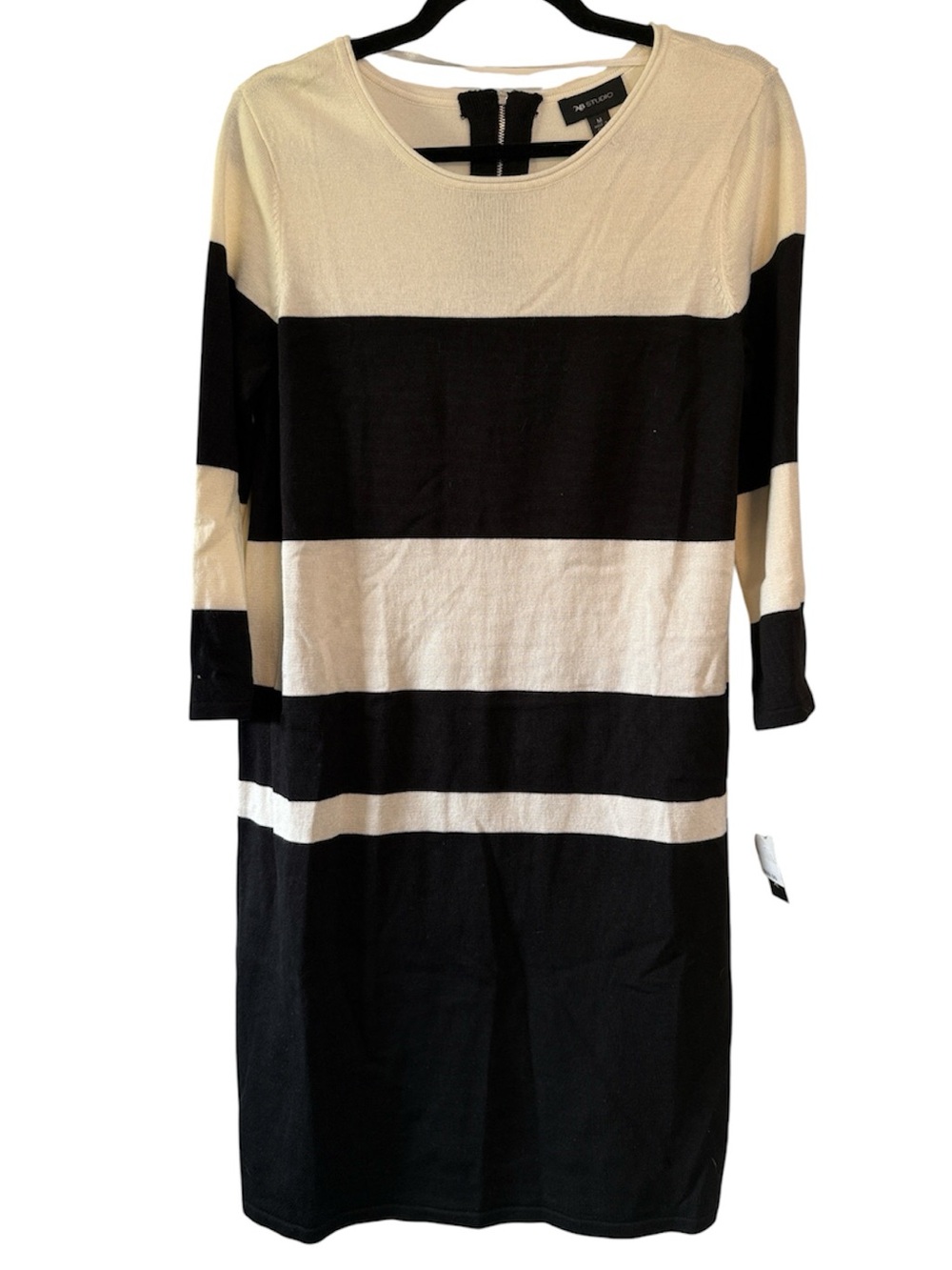 AB Studio Black and White Striped Lightweight Sweater Dress NWT